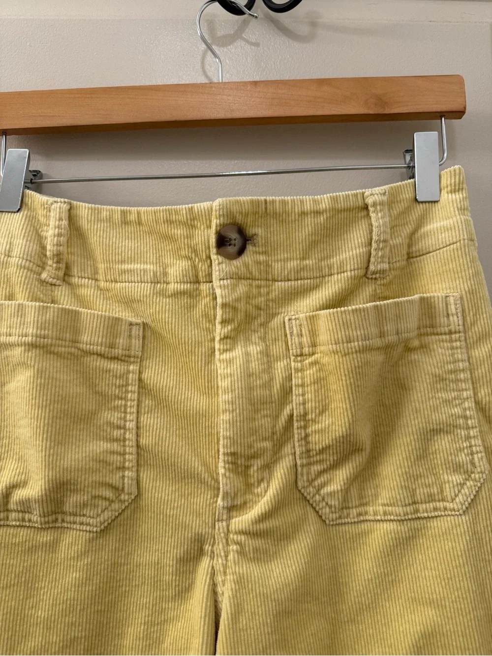 Maeve Anthropologie The Colette Wide Leg Pant in Soft Yellow Corduroy Size 29